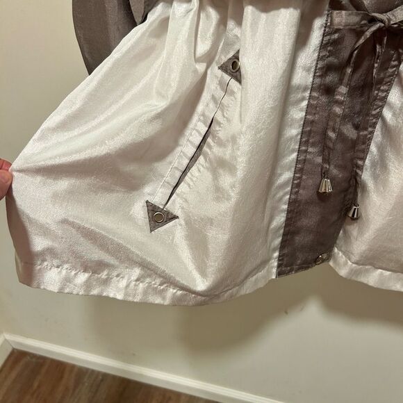 Vintage silky pewter Gray and White Women's Jacket 2X windbreaker - Picture 7 of 8